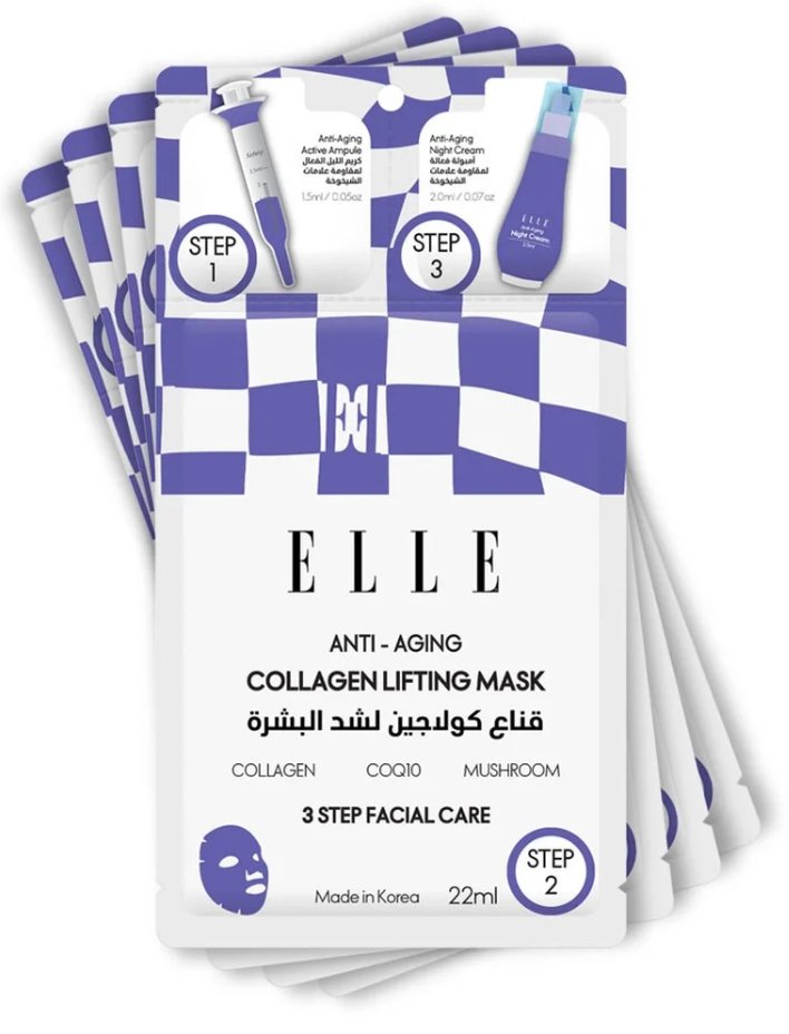 Elle - قناع تقشير لتعزيز الشباب - عبوة من 4 قطع