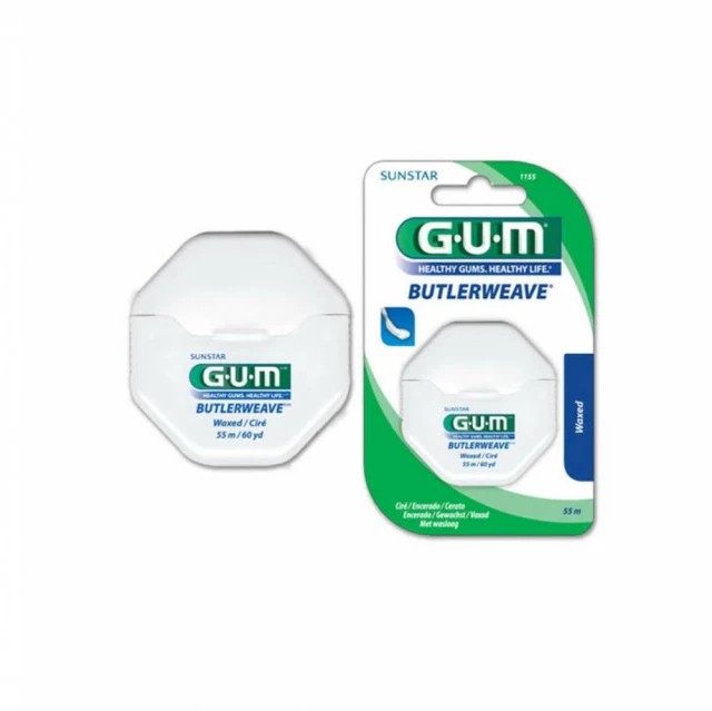 خيط تنظيف الأسنان المنسوج من GUM BUTLERWEAVE مشمع